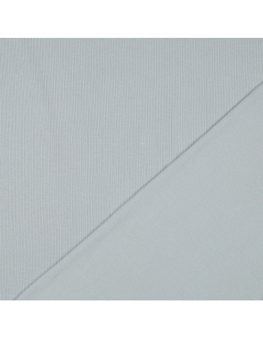 Tessuto jersey di cotone a maglia fine a coste - Grigio argento
