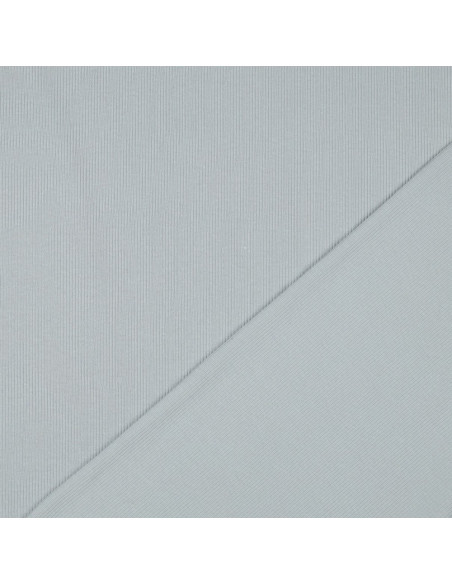Tessuto jersey di cotone a maglia fine a coste - Grigio argento