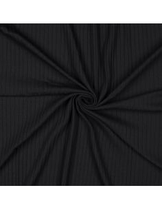 Tessuto jersey di cotone leggero a coste - Nero