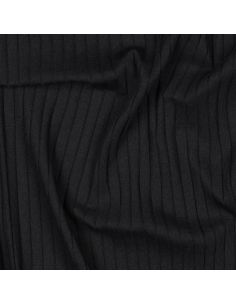 Tessuto jersey di cotone leggero a coste - Nero 2
