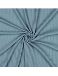 Tessuto jersey di cotone leggero a coste - Blu jeans