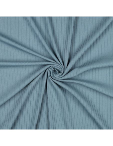 Tessuto jersey di cotone leggero a coste - Blu jeans