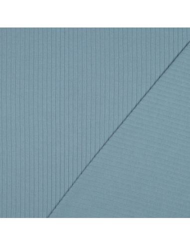 Tessuto jersey di cotone leggero a coste - Blu jeans