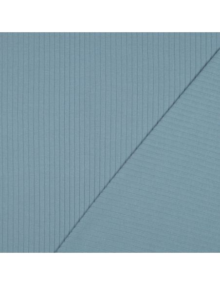 Tessuto jersey di cotone leggero a coste - Blu jeans