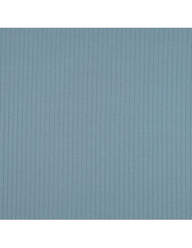 Tessuto jersey di cotone leggero a coste - Blu jeans