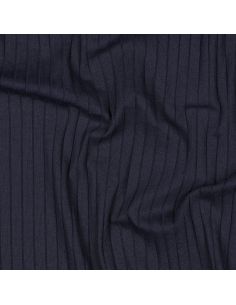 Tessuto jersey di cotone leggero a coste - Blu marino 2