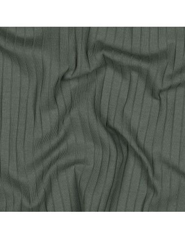 Tessuto jersey di cotone leggero a coste - Verde scuro