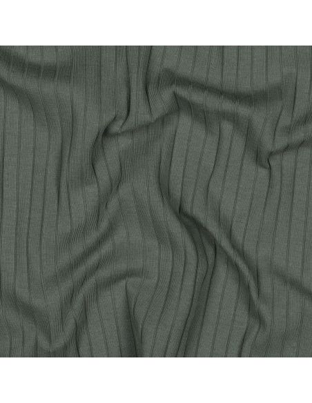 Tessuto jersey di cotone leggero a coste - Verde scuro