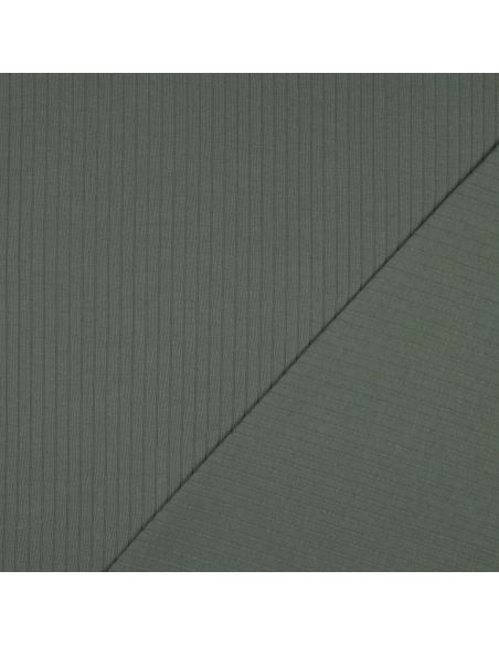 Tessuto jersey di cotone leggero a coste - Verde scuro