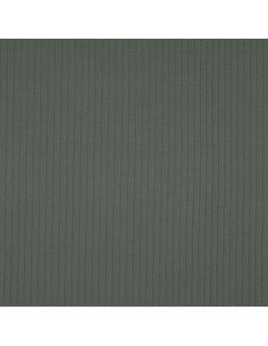 Tessuto jersey di cotone leggero a coste - Verde scuro