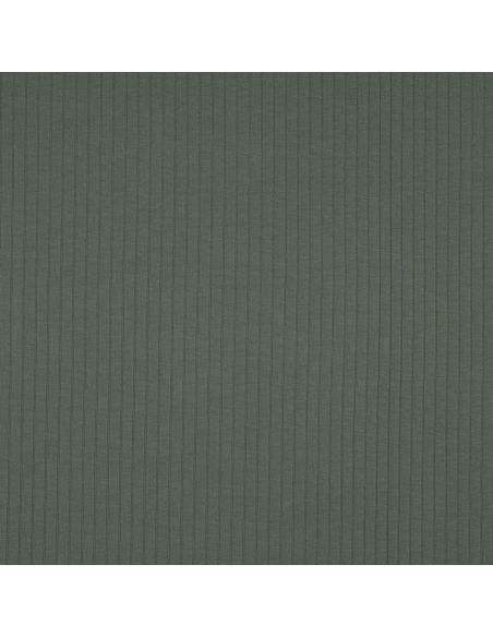 Tessuto jersey di cotone leggero a coste - Verde scuro