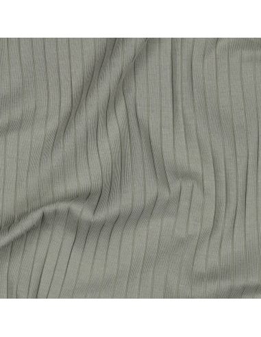 Tessuto jersey di cotone leggero a coste - Verde chiaro