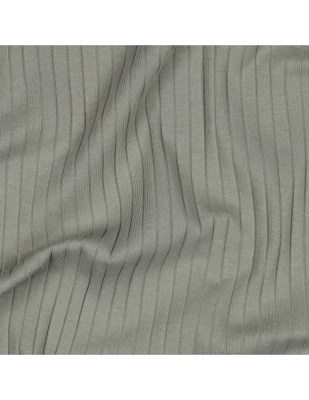 Tessuto jersey di cotone leggero a coste - Verde chiaro