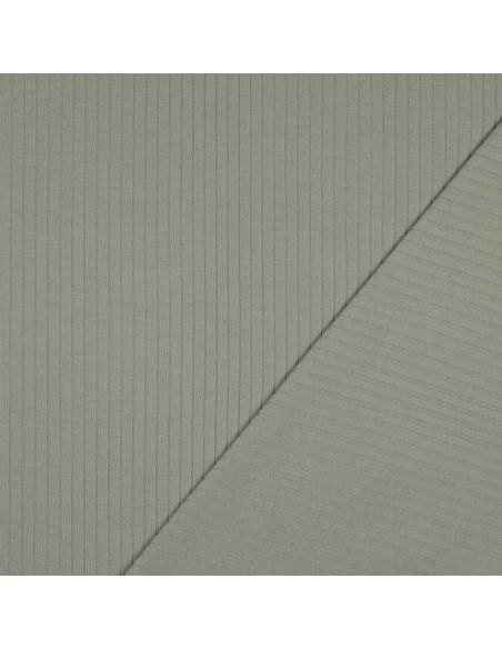 Tessuto jersey di cotone leggero a coste - Verde chiaro