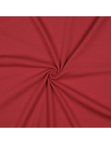 Tessuto jersey di cotone a maglia fine a coste - Rosso scuro
