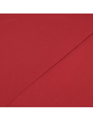 Tessuto jersey di cotone a maglia fine a coste - Rosso scuro