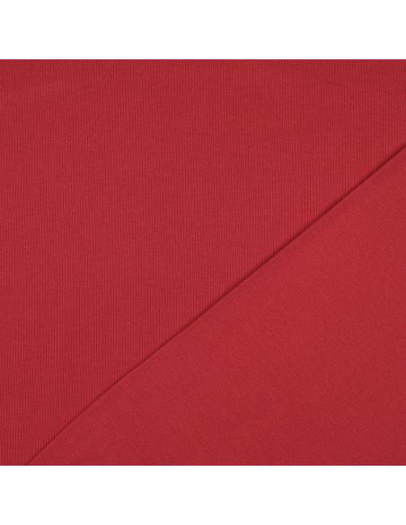 Tessuto jersey di cotone a maglia fine a coste - Rosso scuro