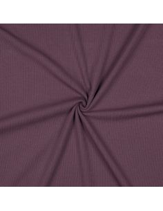 Tessuto jersey di cotone a maglia fine a coste - Prugna