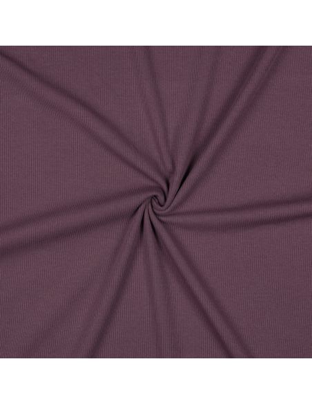 Tessuto jersey di cotone a maglia fine a coste - Prugna