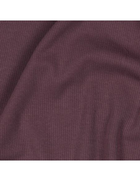 Tessuto jersey di cotone a maglia fine a coste - Prugna
