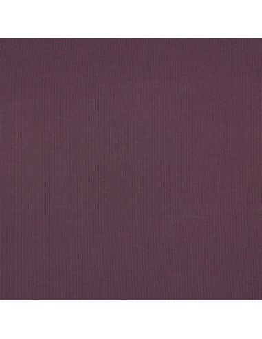 Tessuto jersey di cotone a maglia fine a coste - Prugna