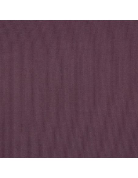 Tessuto jersey di cotone a maglia fine a coste - Prugna