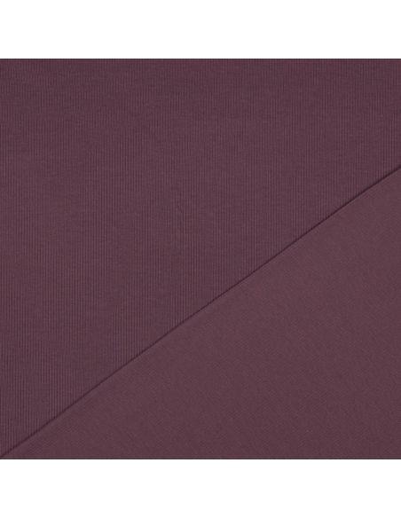 Tessuto jersey di cotone a maglia fine a coste - Prugna