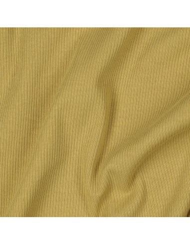 Tessuto jersey di cotone a maglia fine a coste - Ocra