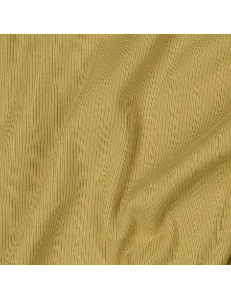Tessuto jersey di cotone a maglia fine a coste - Ocra