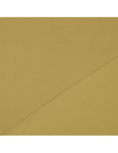 Tessuto jersey di cotone a maglia fine a coste - Ocra