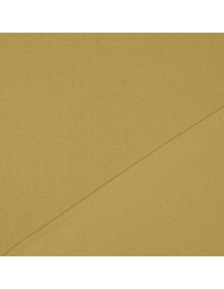 Tessuto jersey di cotone a maglia fine a coste - Ocra