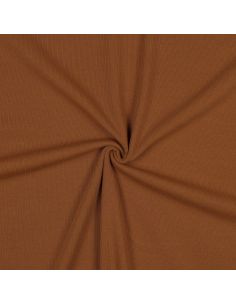 Tessuto jersey di cotone a maglia fine a coste - Cognac