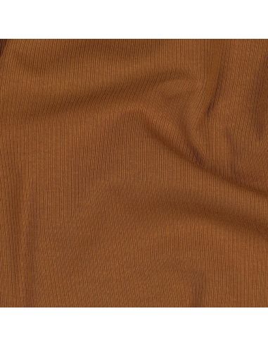 Tessuto jersey di cotone a maglia fine a coste - Cognac