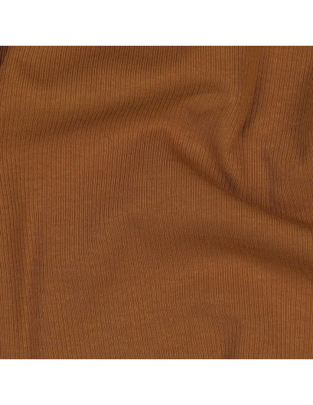 Tessuto jersey di cotone a maglia fine a coste - Cognac