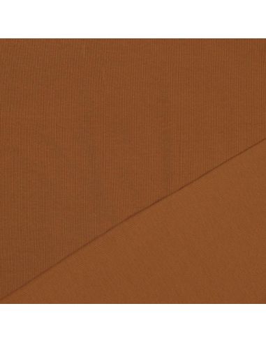 Tessuto jersey di cotone a maglia fine a coste - Cognac