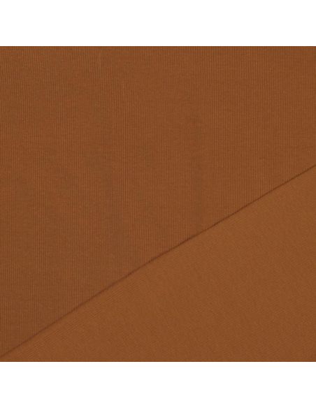 Tessuto jersey di cotone a maglia fine a coste - Cognac