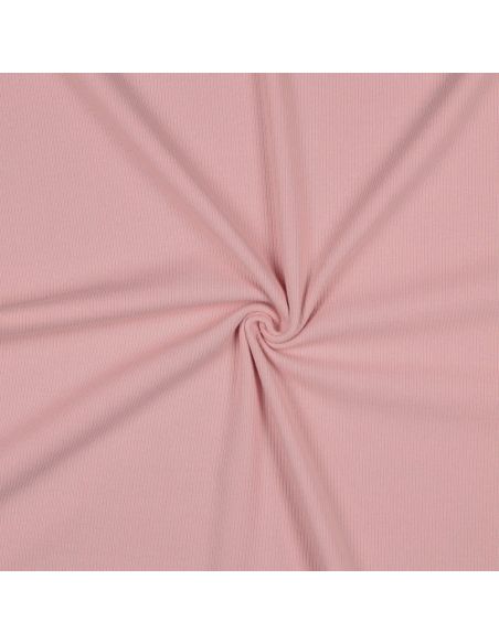 Tessuto jersey di cotone a maglia fine a coste - Rosa