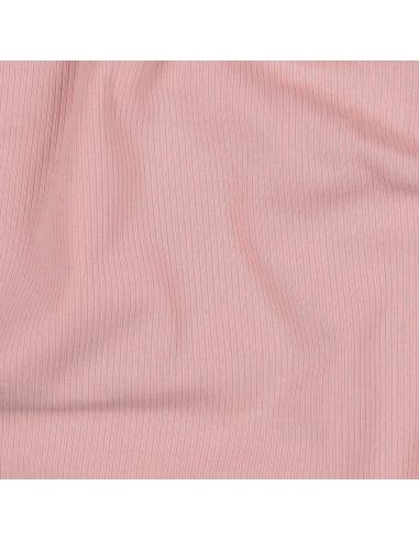 Tessuto jersey di cotone a maglia fine a coste - Rosa