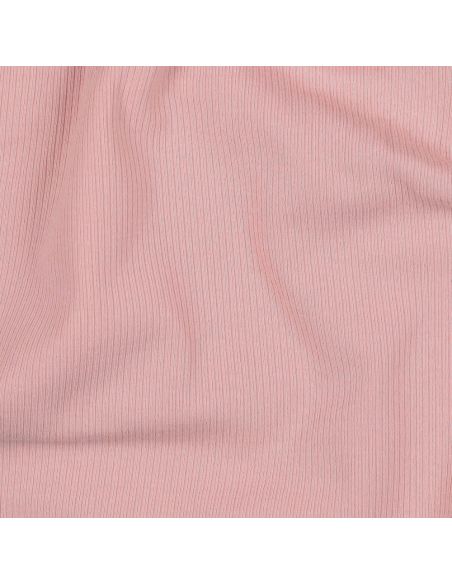 Tessuto jersey di cotone a maglia fine a coste - Rosa