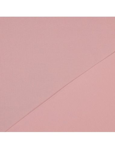 Tessuto jersey di cotone a maglia fine a coste - Rosa
