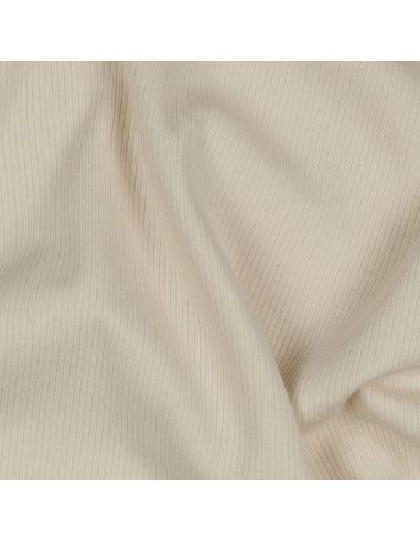 Tessuto jersey di cotone a maglia fine a coste - Naturale