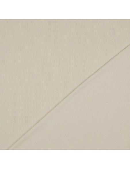Tessuto jersey di cotone a maglia fine a coste - Naturale