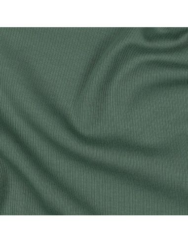 Tessuto jersey di cotone a maglia fine a coste - Verde