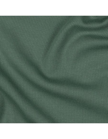 Tessuto jersey di cotone a maglia fine a coste - Verde