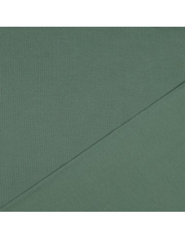 Tessuto jersey di cotone a maglia fine a coste - Verde