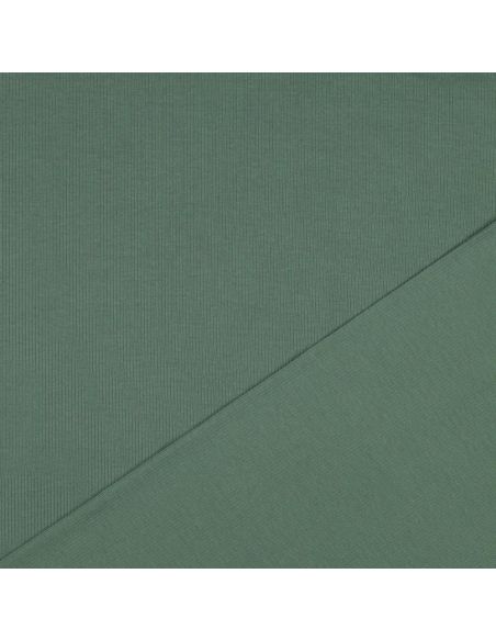 Tessuto jersey di cotone a maglia fine a coste - Verde