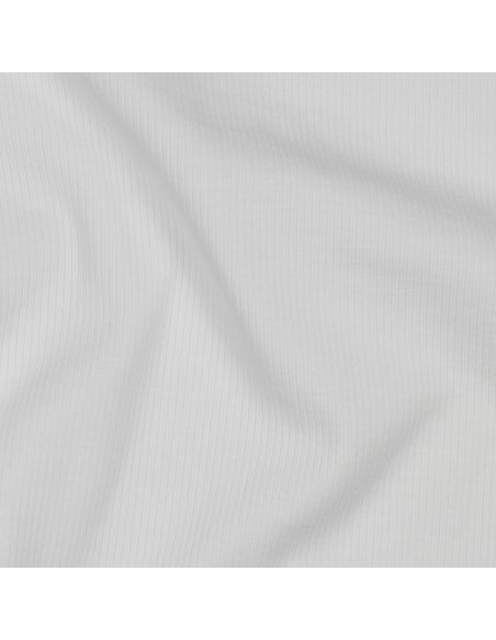 Tessuto jersey di cotone a maglia fine a coste - Ecru