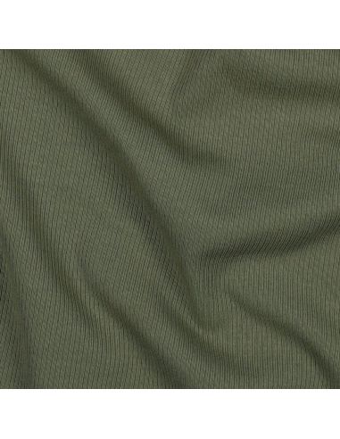 Tessuto jersey di cotone a maglia fine a coste - Kaki