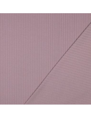 Tessuto jersey di cotone leggero a coste - Malva