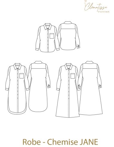 Modello di abito camicia Jane - Clématisse Pattern